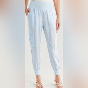 Cinq à Sept “Giles” Cargo Jogger Pants Blue Cupro Size L (NWT)